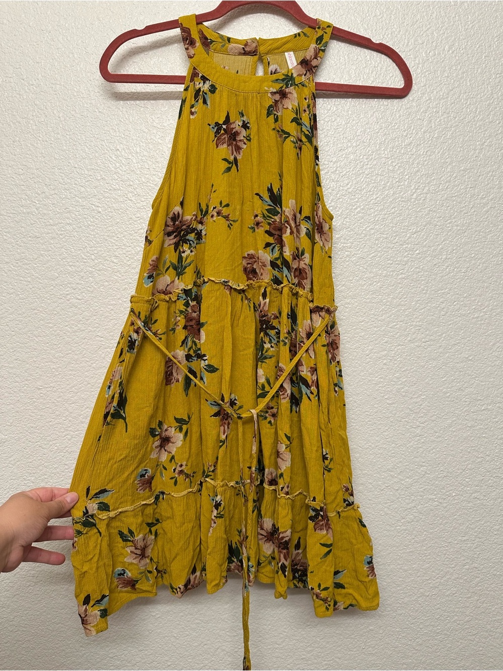 Xhilaration Mustard Floral Midi Dress